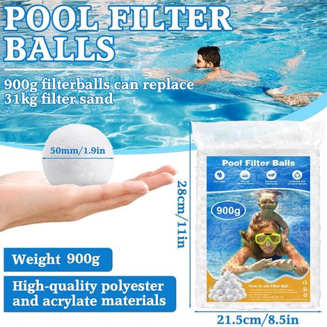 Sfere filtranti riutilizzabili da 900 g per piscine - Sostituiscono 31 kg di sabbia filtrante - Adatte a vari sistemi di filtrazione per piscine - ALTRO (1/4)