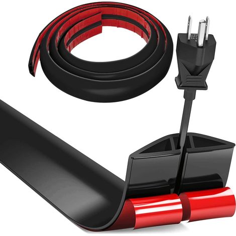 Cubierta para cables de suelo, canaleta flexible pequeña para cables, protector de cables de suelo de 2 m x 3 cm, canaleta de silicona para cables de suelo, cubierta autoadhesiva para cables eléctrico (1/5)
