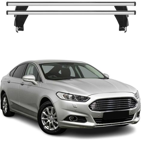 OMAC Dachträger Querträger Alu für Ford Mondeo IV Limo Liftback 2014-2022 – Abschließbar – T-Nut – City-Crash-getestet – Max. 50 kg Silber (1/5)