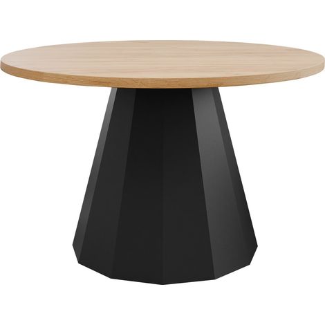 Mesa de centro Oswego 139, Negro + Roble, 45x0x0cm, Diámetro: 75, Aglomerado laminado, Redonda