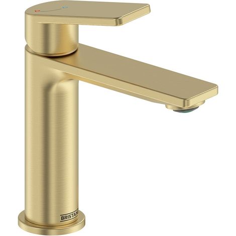 Bristan Frammento Eco Start Basin Mixer Tap with Clicker Waste - Brushed Brass (1/5)