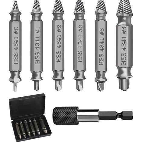 Lot de 6 Extracteurs de Vis Avec Porte-Embout Magnétique et Adaptateur de Douille pour Vis Endommagées (1/5)