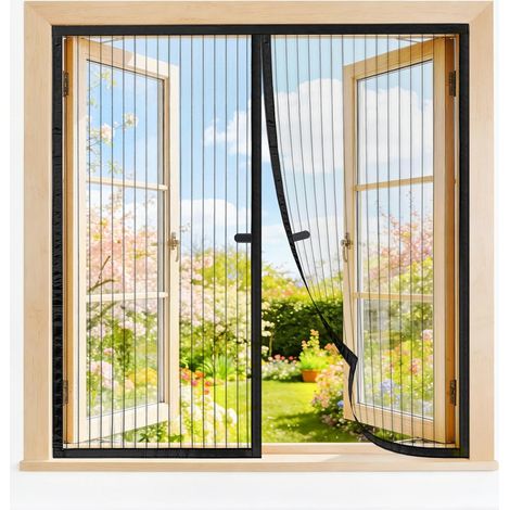 Moustiquaire Fenêtre Magnétique 160x130cm Noir (1/5)