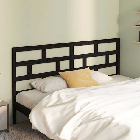 vidaXL Cabecero de cama madera maciza de pino negro 206x4x100 cm (1/5)