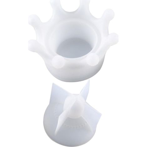 Moule pour Boîte de Rangement en Silicone, Moule pour Boîte à Bijoux en Époxy, Forme Couronne, Blanc, Couvercle Solide, Démoulage Facile, Réutilisable, pour Loisirs Créatifs (1/5)