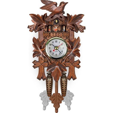 Horloge murale en bois, décoration soignée, style nordique, horloge suspendue vintage en bois, idéale pour le salon. (1/5)