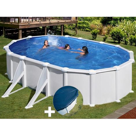 Kit piscine acier blanc Gré Atlantis ovale 5,27 x 3,27 x 1,32 m + Bâche hiver
