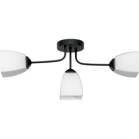 Lámpara de techo colgante clásica negra con pantalla de cristal blanco 15-482 trapik
