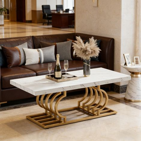 Table basse rectangulaire, également utilisée comme table cocktail, design simple et fonctionnel pour votre salon. (1/5)