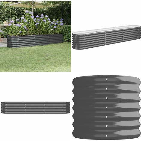 Hochbeet Pulverbeschichteter Stahl 224x40x36 cm Anthrazit - Hochbeet - Pflanzenbehälter - Gartenmöbel - Balkon Dekoration - Stahltank - Home & Living (1/5)