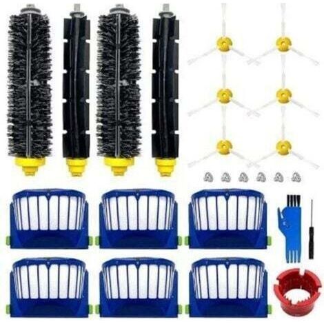 Accessoires Kit pour irobot Roomba 600 694 692 650 660 651, 6x Brosse Latérale 6x Filtre 4x Brosse à rouleau principale Balai Pièces de Rechange (1/4)