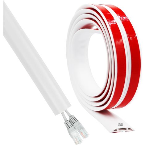 1 Passe Cable Sol Auto-Adhésif 6M Flexible PVC Protection Fil Bureau Maison (1/5)