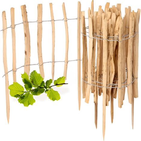 Garronda Cloture Jardin Exterieur à Planter en noisetier, clôture Jardin, clôture Bois, Bordure en Bois, ganivelle de Potager Exterieur GD-0156 Lot de 1 (Écart des Lattes: 3-5 cm, 60 cm x 5m)
