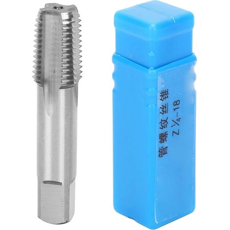 Gewindebohrer mit metrischem Gewinde, 1/4 NPT-Gewindebohrer, 1 cm/0,4 Zoll Schaft, 18 Zähne HSS-Gewindebohrer, Handgewindebohrer, für Edelstahl, Eisen, Gusseisen, legierter Stahl, Schaftdurchmesser 0,