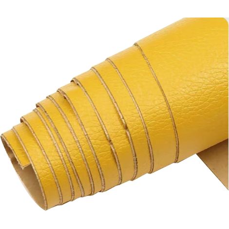 Patch En Cuir auto-adhésif PVC trous de réparation Autocollant Cuir Kit Premiers Soins pour Canapé de Siège de Voiture Meubles Vestes Sac À Main Patch,jaune,35x137 cm (1/2)