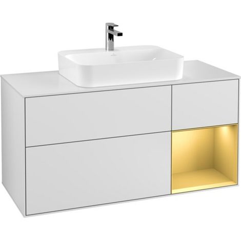 V&B Waschtischunterschrank Wandbeleuchtung Finion 120cm, Pl wh. m, Reg re gol m, wh. m Lac (1/2)