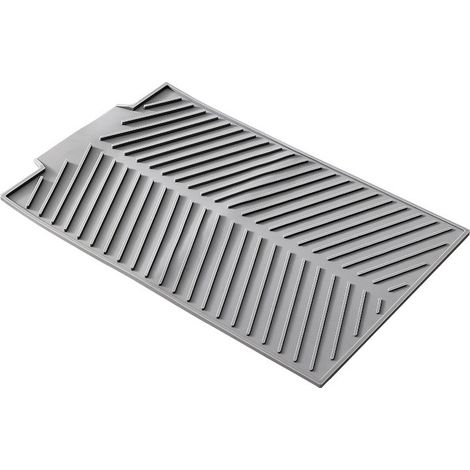 Tapis égouttoir à vaisselle en silicone gris, 39 x 25 cm, résistant à la chaleur, séchage rapide, protège-plan de travail.
