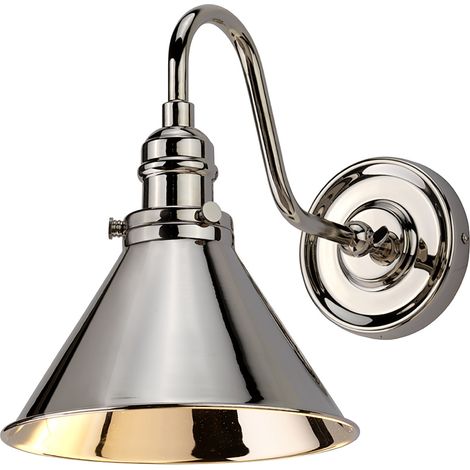 Lampada da parete luce acciaio nichel H 27,5 cm luce da corridoio lampada vintage 1 fiamma (1/5)