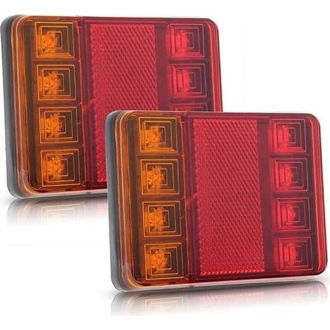 2 PCS Feux Arrière pour Remorque Led éclairage Arrière Lampe de Freinage Imperméable Universel Signal Indicateur pour Camion Caravane Van Bateau de Voiture Styling Avertissement 12V (1/4)
