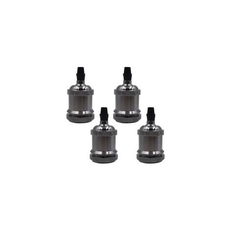 Lot de 4 douilles E27 vintage en plastique, perles noires, compatibles avec lustres, lampes suspendues, lampadaires et appliques murales