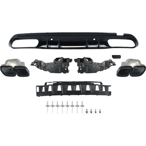 Diffuseur de pare-chocs arrière, style C63 AMG, embouts d'échappement inclus, comme indiqué (1/2)
