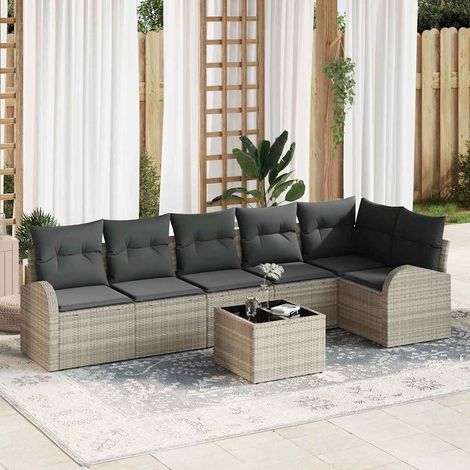 Gartensofa-set Hellgrau Poly-Rattan