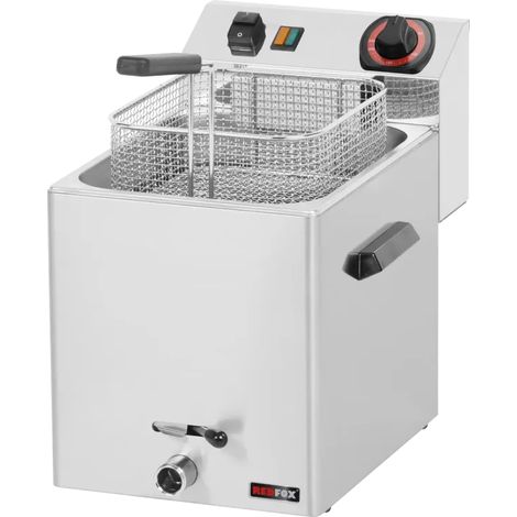 Friteuse électrique 0,75 kW/l, 8 l TOP avec robinet de vidange 400 V REDFOX - FE 07 VT - REDFOX