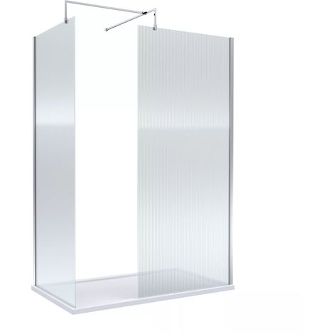 Balterley 1400x800 Fluted Wetroom Screen, Tray & Waste