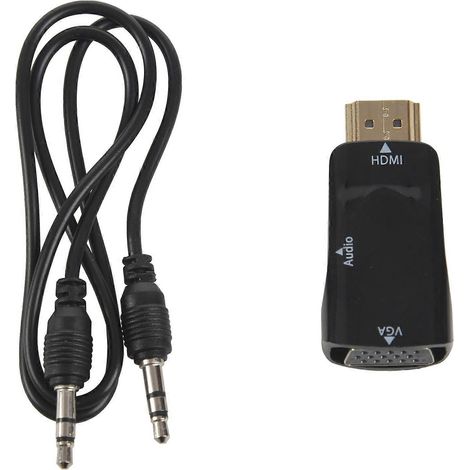 Adaptateur HDMI mâle vers VGA femelle 1080p avec sortie audio N3 Noir (1/5)