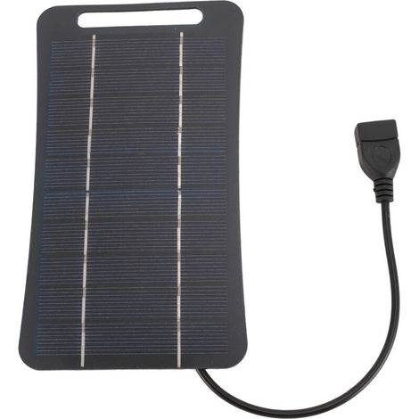 Cargador solar profesional monocristalino Crezuo de 5W y 5V: portátil, de alta eficiencia, ideal para acampar (negro).-Crezuo