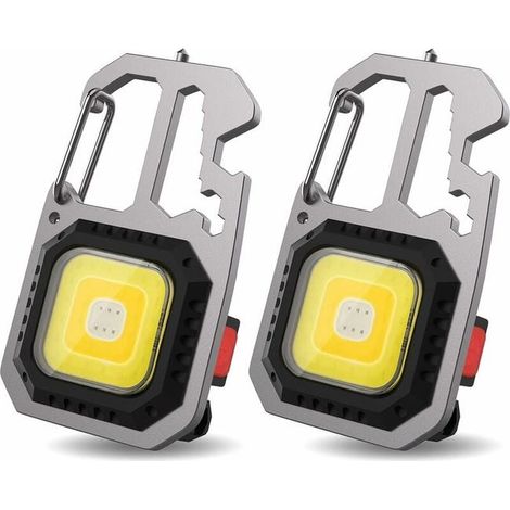 2 mini linternas portátiles de trabajo con 7 modos, llavero, resistentes al agua, recargables, con abridor de botellas y base magnética. (1/5)