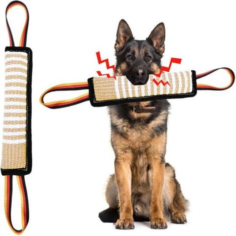 Bâton à mâcher interactif et durable pour l'entraînement des chiens, avec poignée, en jute, bénéfique pour la santé physique et mentale. (1/4)