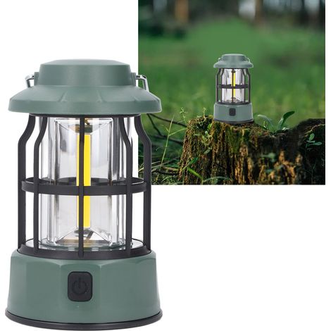 Lanterna da campeggio ricaricabile a 3 velocità, impermeabile IPX4, portatile, retrò, per tenda, per emergenza, interruzione di corrente, pesca in casa, DUBUNS (1/5)