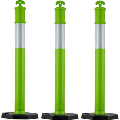 Mophorn Postes de Tráfico 3 Unidades, Bolardos de Seguridad de 1140 mm con Banda Reflectante y Base Pesada, Ideales para Estacionamientos, Estadios, Áreas de Exhibición, Color Verde