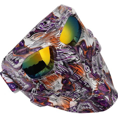 Masque facial tête de mort, lunettes de protection pour moto, vélo de course, ski, sable, pare-vent, casque (G112) (1/5)