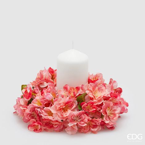 EDG Enzo De Gasperi Corona Sakura Fiori di Ciliegio Artificiale D 25 Cm Pink