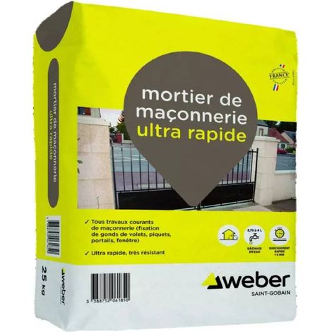 Weber Saint-Gobain Mortier de maçonnerie ultra rapide 25 kg