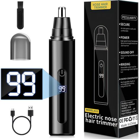 Tondeuse Nez, Coupe Poils Nez et Oreilles USB Rechargeable Tondeuse Oreilles avec LCD Écran, Rasoir Nose pour Hommes et Femmes (1/5)