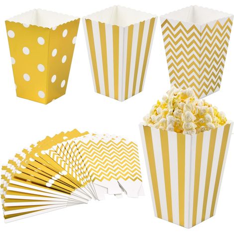Lot de 18 boîtes à pop-corn - Petits sacs à pop-corn - Accessoires de bar à bonbons - En carton pour collations, sacs de fête, anniversaire, mariage, cadeau et soirée cinéma (1/5)