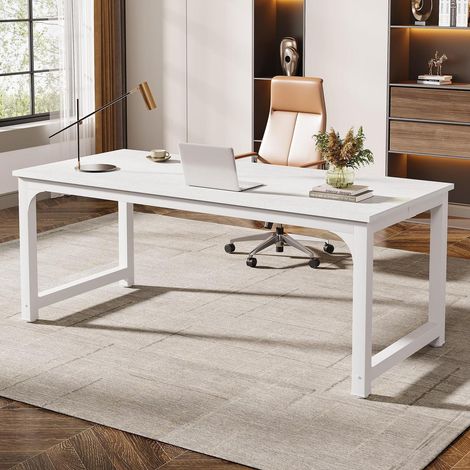 Großer Schreibtisch Weiß 180x80cm Home Office Arbeitstisch für 2 Personen (1/5)