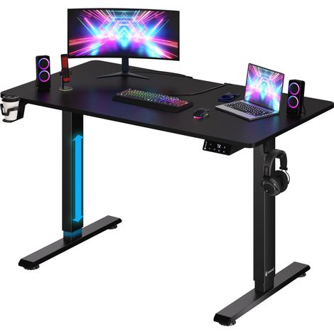 CASARIA® Motorised Sit Stand Desk Height Adjustable 73-118cm LCD Display Standing Home Office Gaming Computer Table Headset, Drink Holder (1/5)