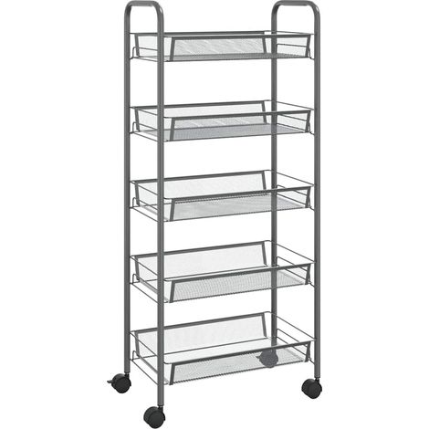 Maison Exclusive - Carrello da Cucina con 5 Ripiani Grigio 46x26x105 cm in Ferro (1/5)
