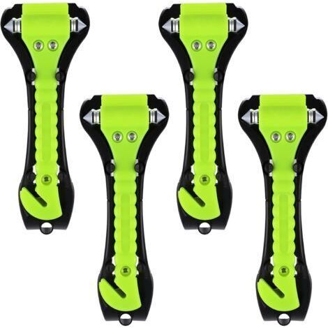 NALOOKAMIC 4 Pcs Marteau de Sécurité pour Voiture, 2 en 1 Brise Vitre Coupe Ceinture, Casse Vitre Voiture et Coupe Ceinture, Outil de Marteau de Voiture d'urgence avec Coupe Ceinture de Sécurité