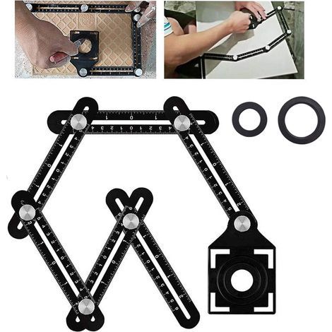 Herramienta multiángulo, regla de medición multiángulo, herramienta de medición de ángulo de 6 lados, regla de medición multiángulo de aleación de aluminio, regla de medición multifuncional (1/5)