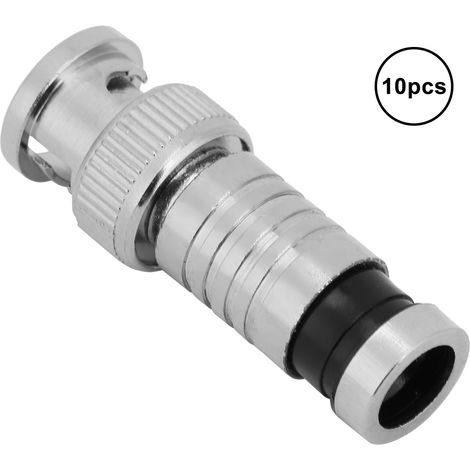Lot de 10 connecteurs BNC mâles à compression FR coaxiaux Q9 pour systèmes de vidéosurveillance RG59 (1/5)