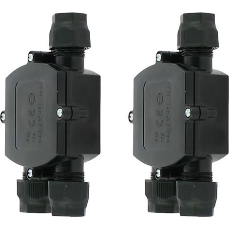 Lot de 2 Boitiers d’Interconnexion Étanches 3 Voies avec connecteur automatique IP68