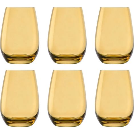 Verres à eau, Verres à boire, Verres à jus - Colorés, Elements, Lot de 6, Ambre, 465ml