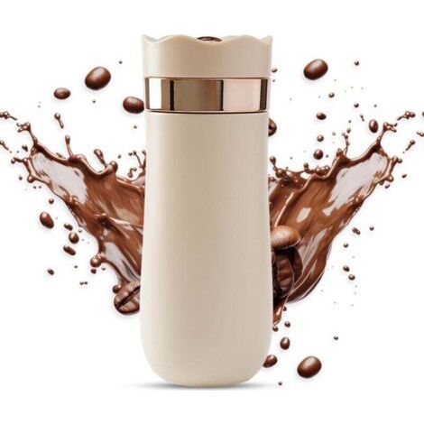 Cafetière à Piston avec Filtres Brassage Thermique Double Paroi Isolée Cafetière French Press et Thermos en Portable Cafetiere a Piston pour le camping et les voyages (Blanc laiteux) (1/4)