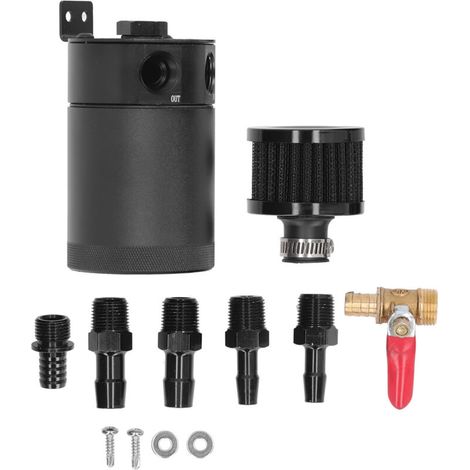 Serbatoio di recupero olio nero, kit serbatoio separatore d'aria ad alta efficienza, ecologico, universale per auto -Crezuo