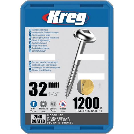 Vite a tazza 32 mm con rivestimento in zinco Maxi-Loc, filettatura fine - KREG - SML-F125-1200